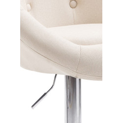 Taburete de bar London V2, tapizado en tela color crema cromado.
