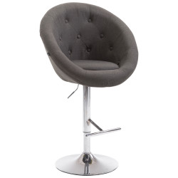 Tabouret de bar London V2, tissu, chrome, gris foncé