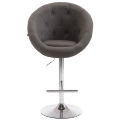 Tabouret de bar London V2, tissu, chrome, gris foncé
