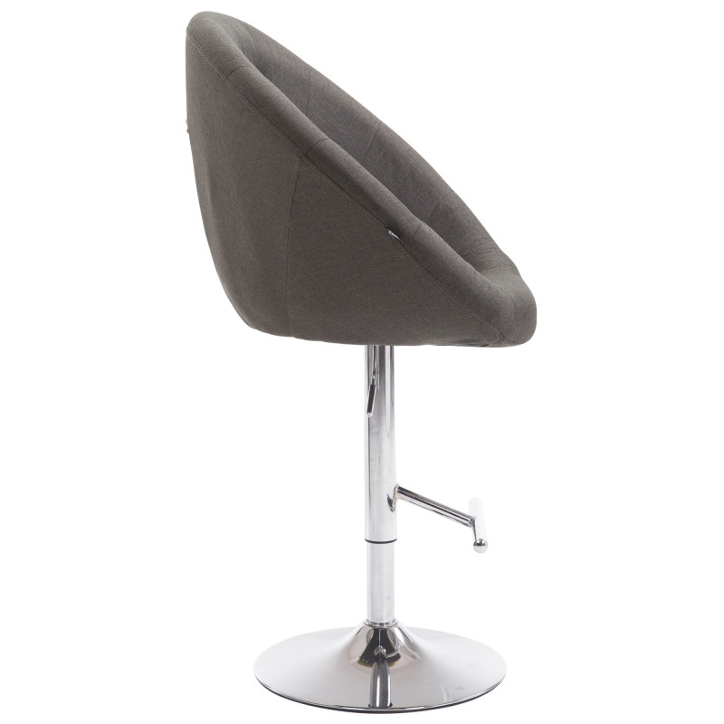 Tabouret de bar London V2, tissu, chrome, gris foncé