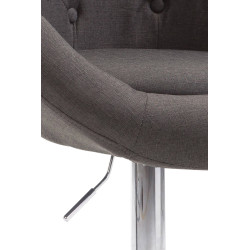 Sgabello da bar London V2, tessuto, cromato, grigio scuro