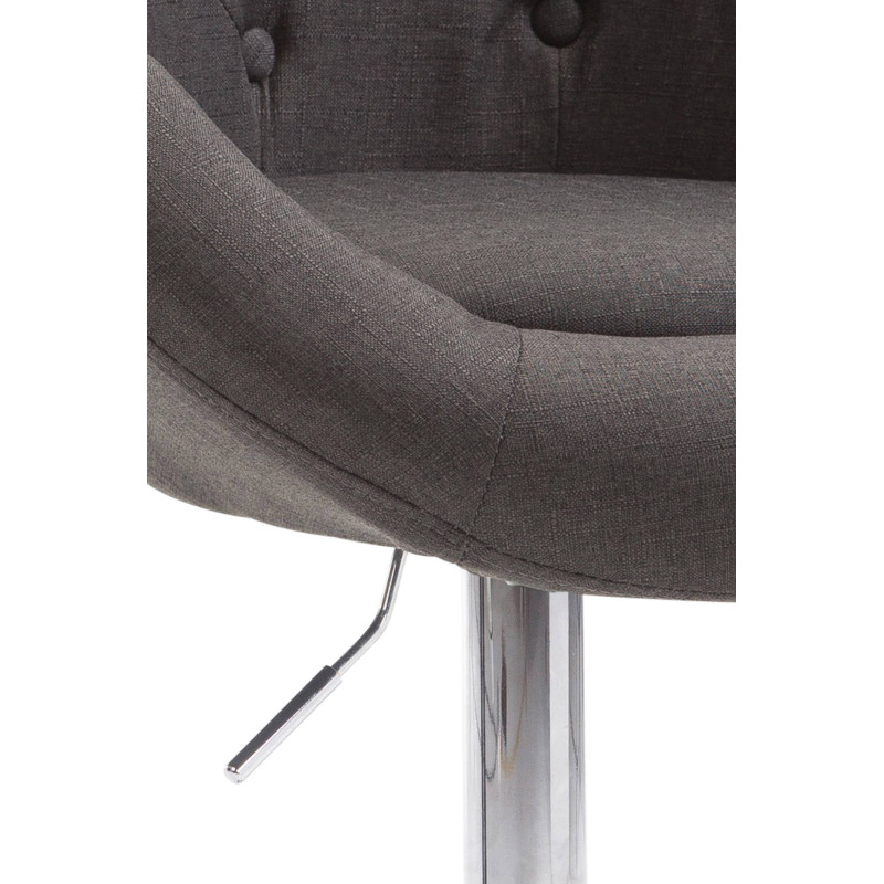 Taburete de bar London V2, tapizado, cromado, gris oscuro