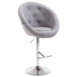 Tabouret de bar London V2, tissu, gris chromé