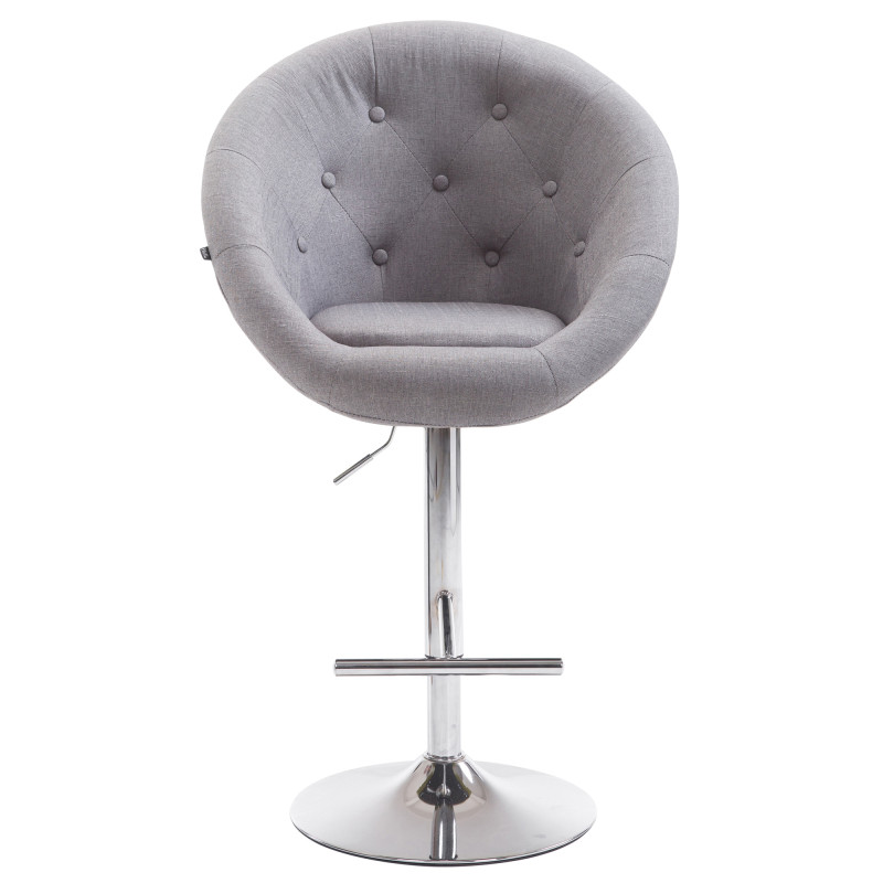 Tabouret de bar London V2, tissu, gris chromé