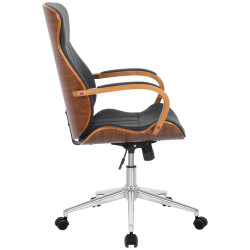 Chaise de bureau Melilla en cuir artificiel noyer/noir