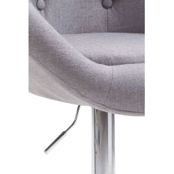 Tabouret de bar London V2, tissu, gris chromé
