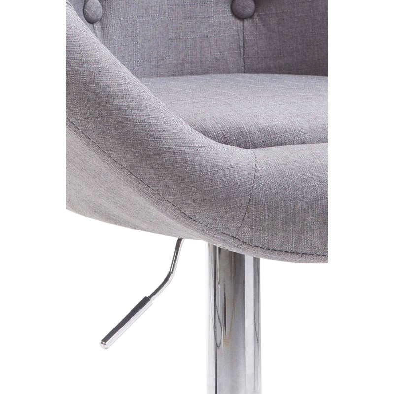 Taburete de bar London V2, tapizado en tela, gris cromado