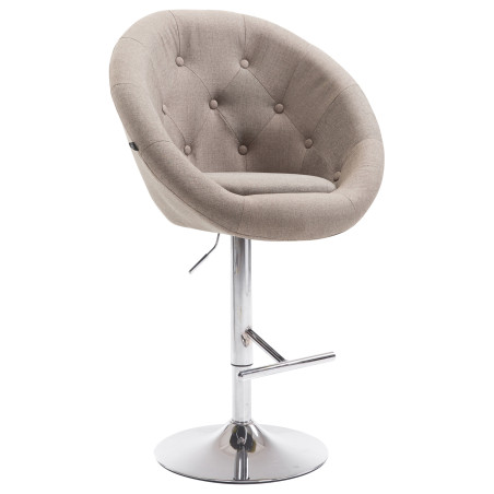 Tabouret de bar London V2, tissu, chrome, taupe