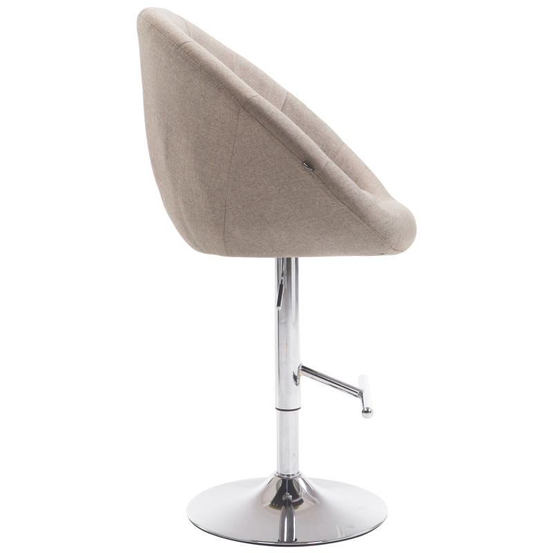 Tabouret de bar London V2, tissu, chrome, taupe