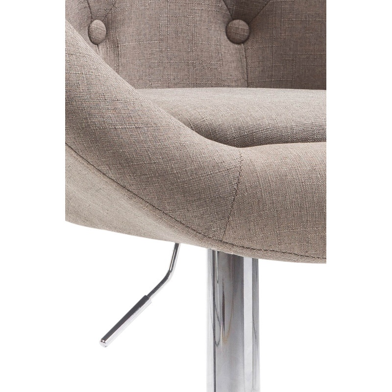Tabouret de bar London V2, tissu, chrome, taupe