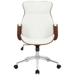 Chaise de bureau Melilla en cuir artificiel noyer/blanc