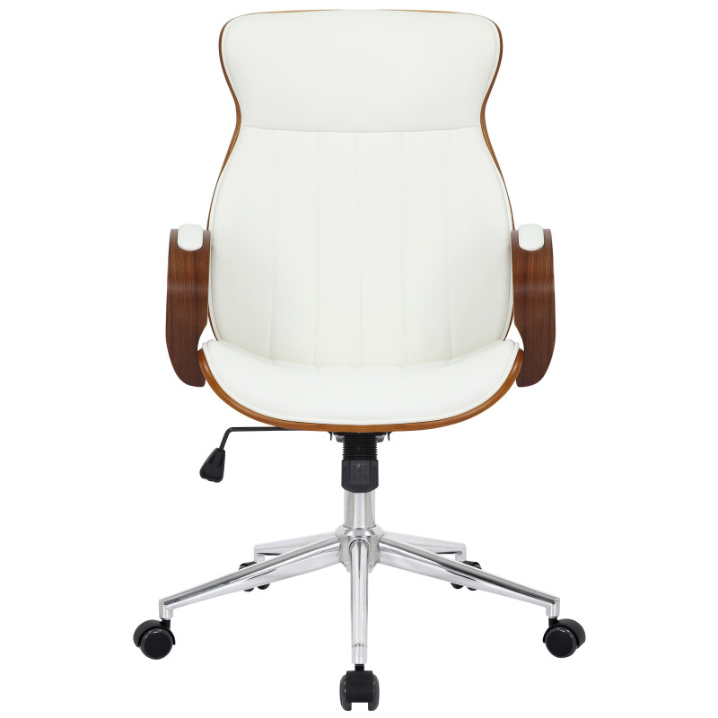 Chaise de bureau Melilla en cuir artificiel noyer/blanc