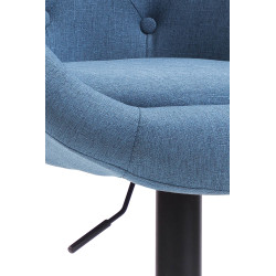 Taburete de bar London V2, tapizado, negro/azul