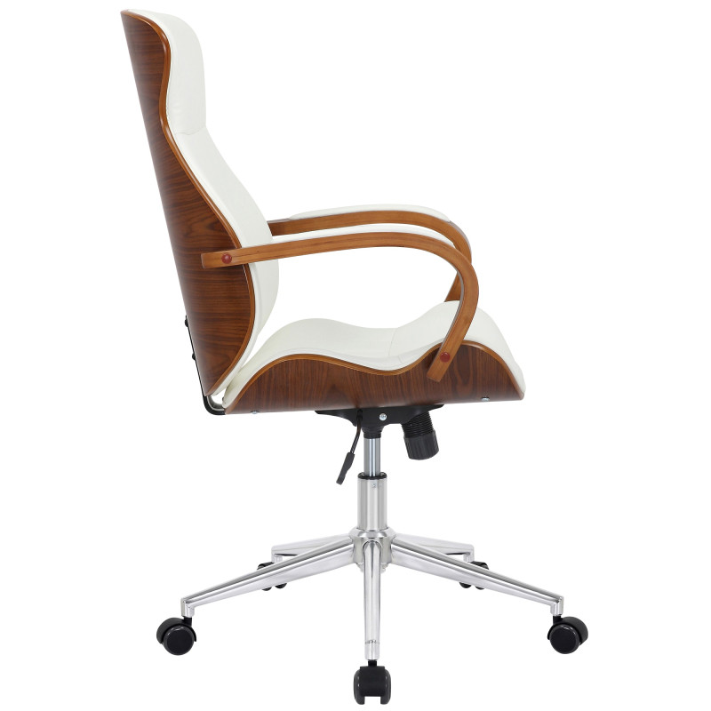 Chaise de bureau Melilla en cuir artificiel noyer/blanc