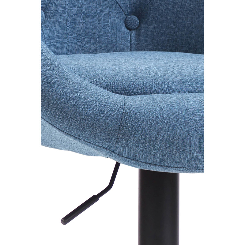 Taburete de bar London V2, tapizado, negro/azul