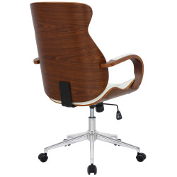 Chaise de bureau Melilla en cuir artificiel noyer/blanc