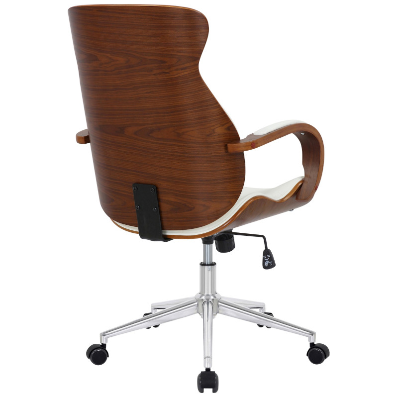 Chaise de bureau Melilla en cuir artificiel noyer/blanc