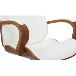 Chaise de bureau Melilla en cuir artificiel noyer/blanc