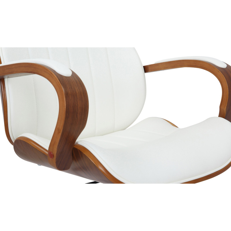 Chaise de bureau Melilla en cuir artificiel noyer/blanc