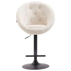 Taburete de bar London V2, tapizado en tela, negro y crema