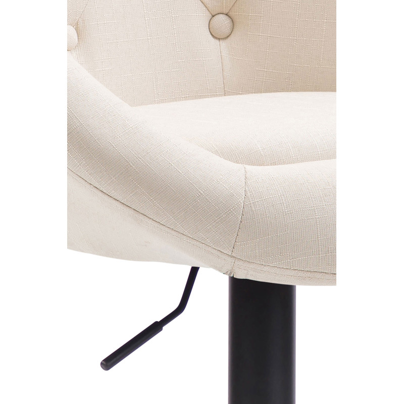 Banqueta de bar London V2, em tecido, preta e creme.
