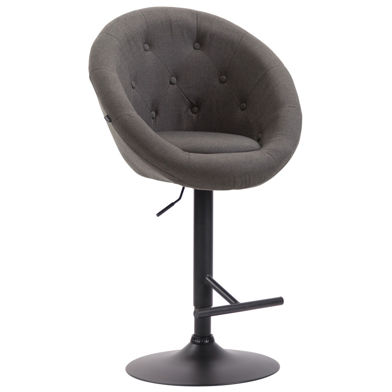 Tabouret de bar London V2, tissu : noir/gris foncé
