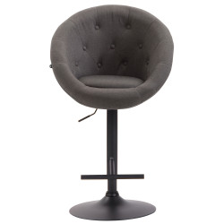 Tabouret de bar London V2, tissu : noir/gris foncé
