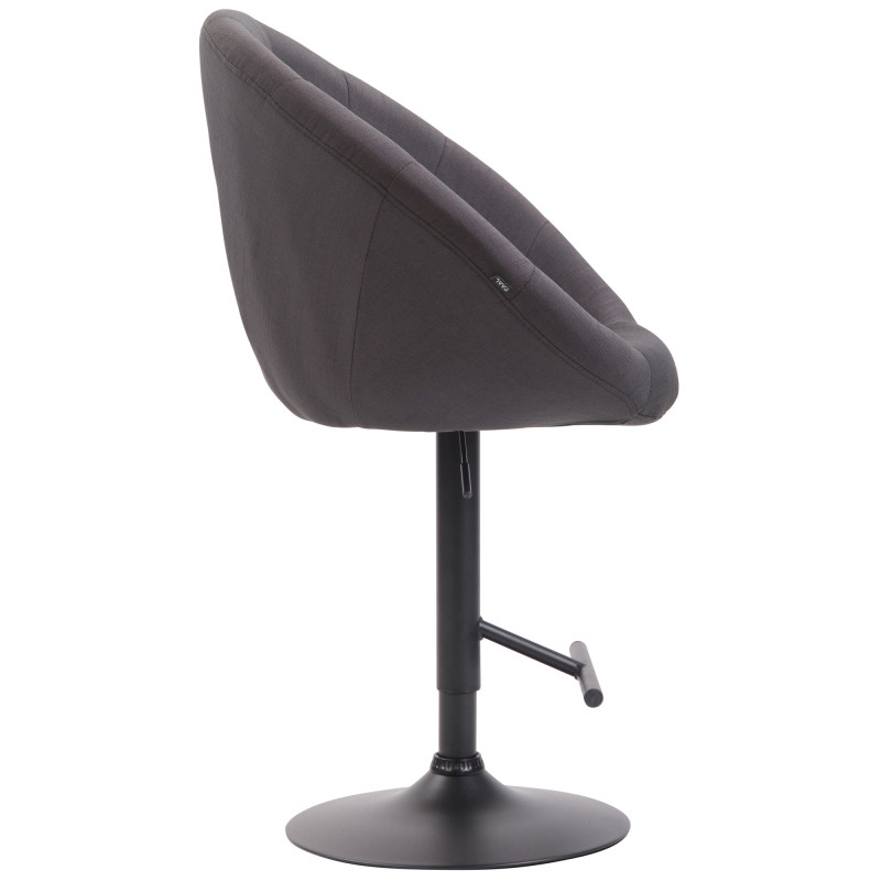 Tabouret de bar London V2, tissu : noir/gris foncé