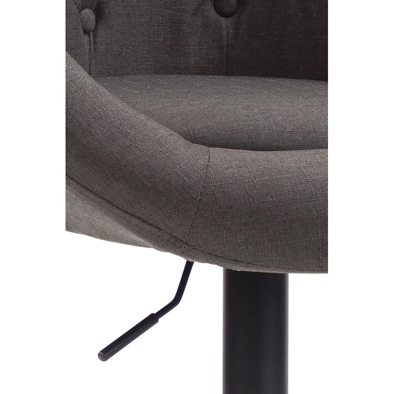 Tabouret de bar London V2, tissu : noir/gris foncé