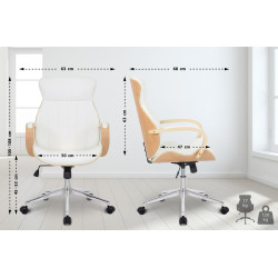 Chaise de bureau Melilla en cuir artificiel naturel/blanc