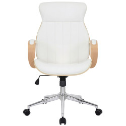 Chaise de bureau Melilla en cuir artificiel naturel/blanc