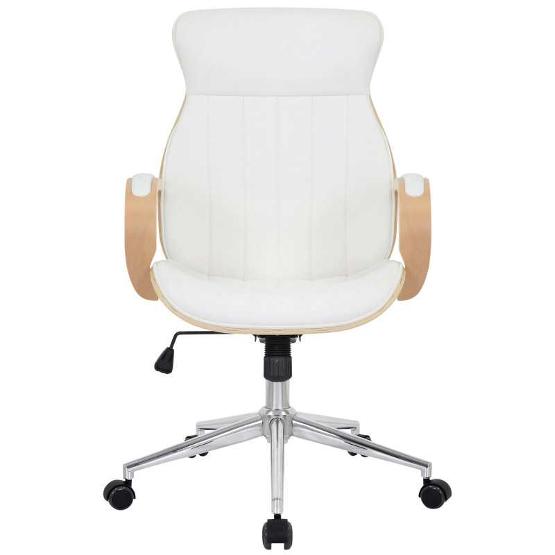 Chaise de bureau Melilla en cuir artificiel naturel/blanc
