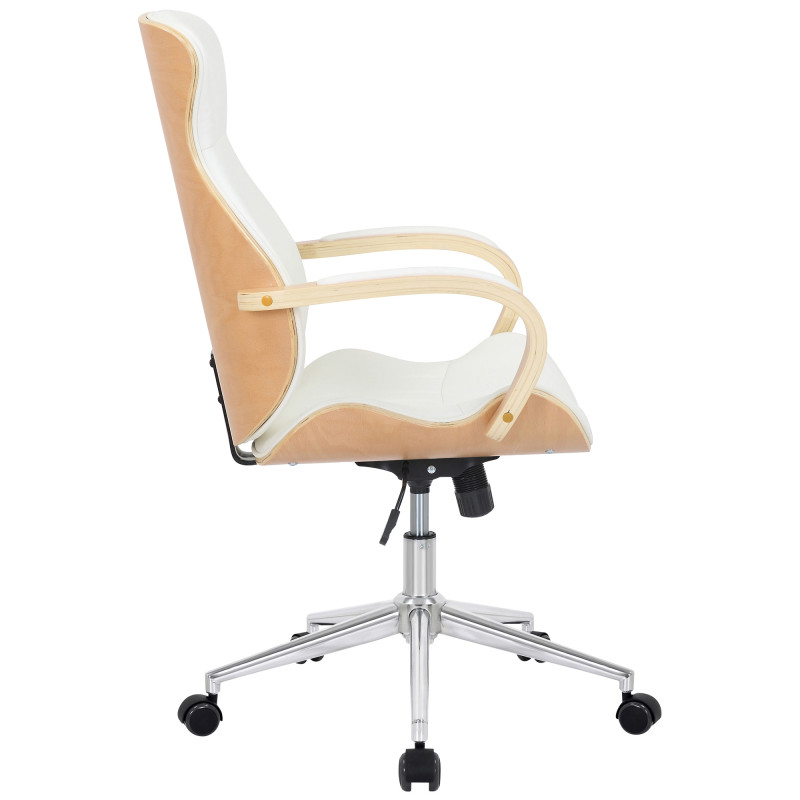 Chaise de bureau Melilla en cuir artificiel naturel/blanc