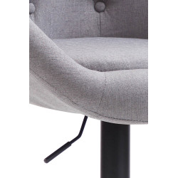 Taburete de bar London V2, tapizado en tela, negro/gris