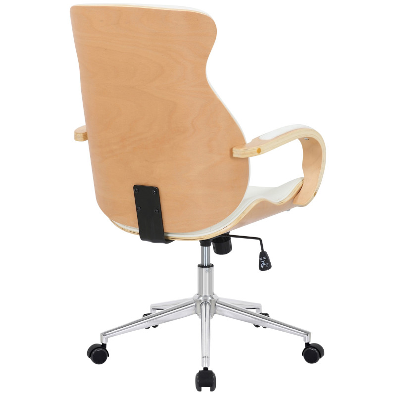Chaise de bureau Melilla en cuir artificiel naturel/blanc