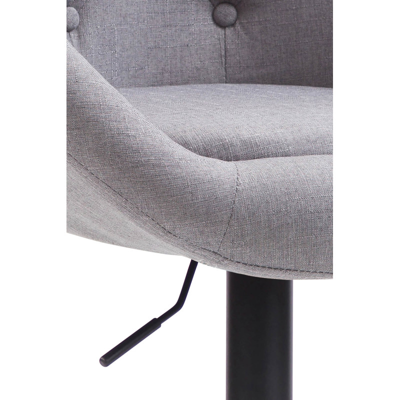 Taburete de bar London V2, tapizado en tela, negro/gris