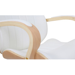 Chaise de bureau Melilla en cuir artificiel naturel/blanc