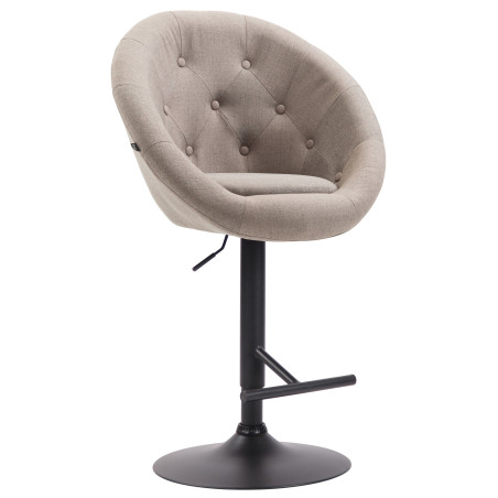 Taburete de bar London V2, tapizado en tela color topo negro