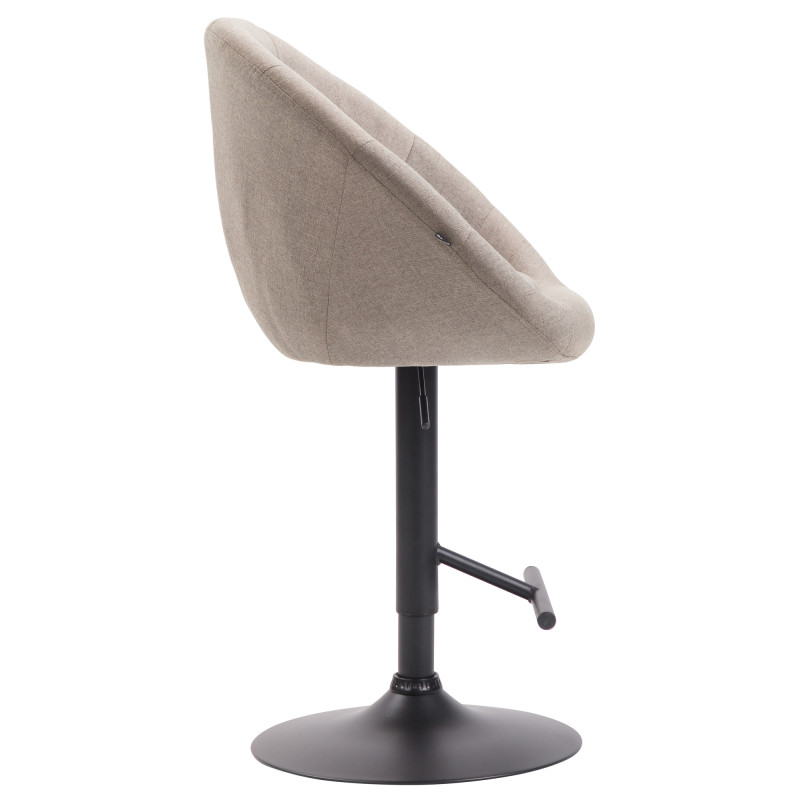Tabouret de bar London V2, tissu noir taupe