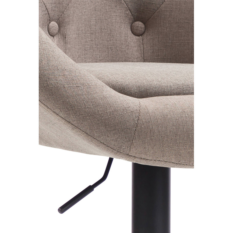 Tabouret de bar London V2, tissu noir taupe