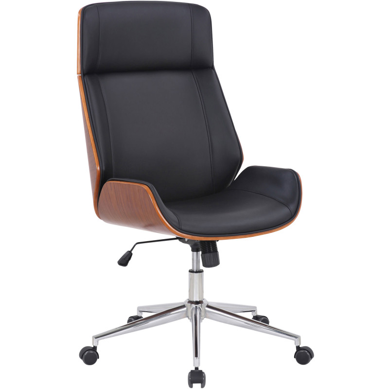 Chaise de bureau Varel en cuir artificiel noyer/noir