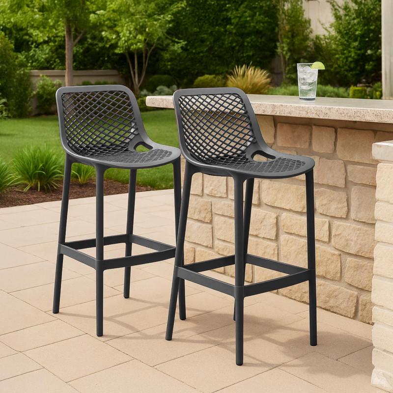 Lot de 2 tabourets de bar Air, gris foncé