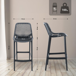 Lot de 2 tabourets de bar Air, gris foncé