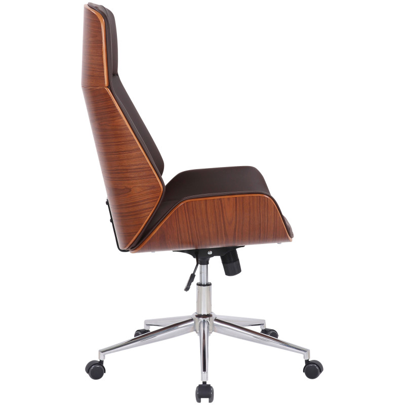 Chaise de bureau Varel en cuir artificiel noyer/marron