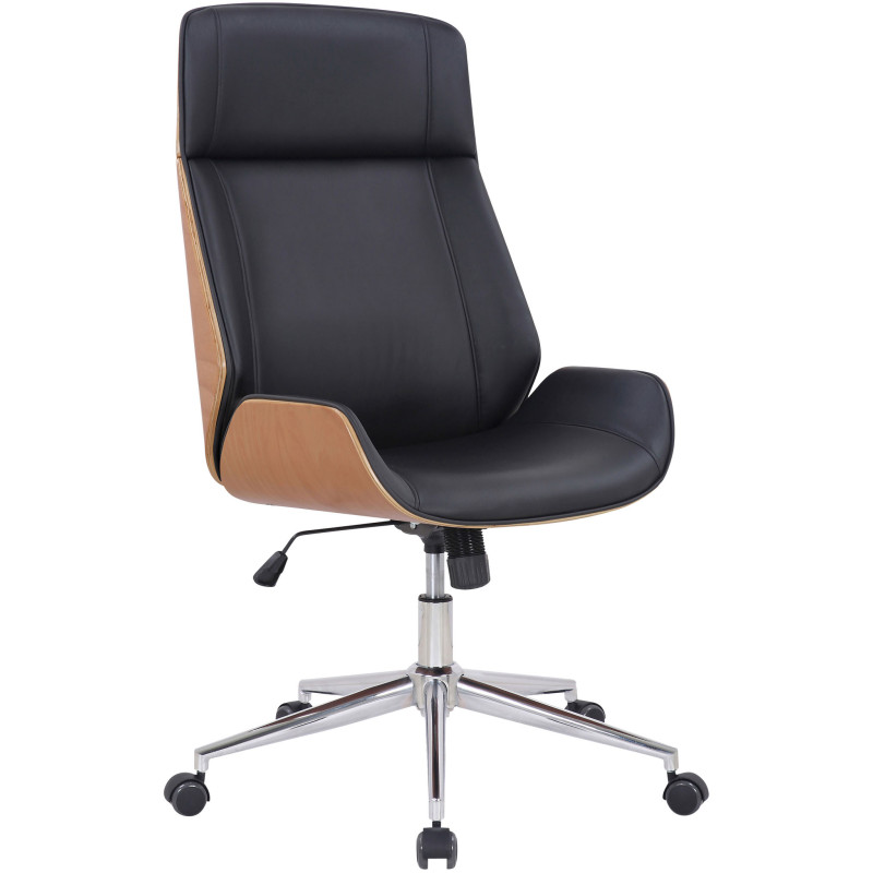 Chaise de bureau Varel en cuir artificiel naturel/noir
