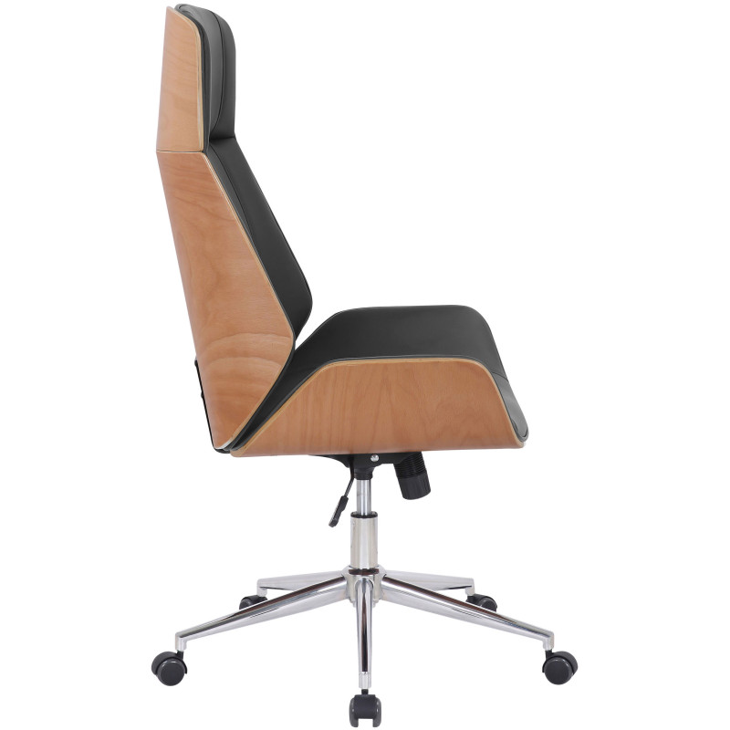 Chaise de bureau Varel en cuir artificiel naturel/noir