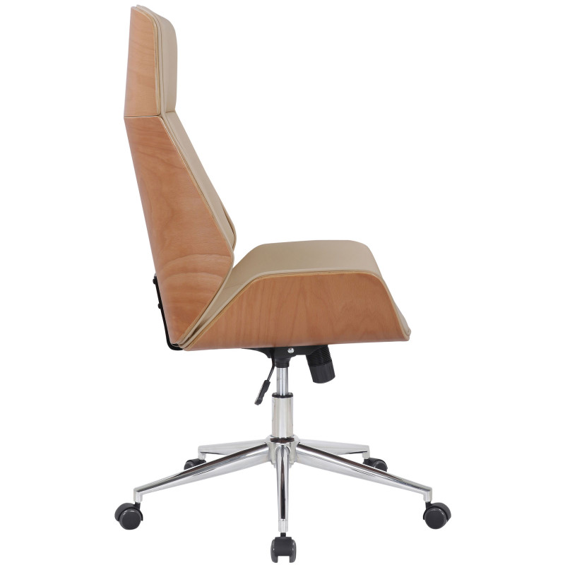 Chaise de bureau Varel en cuir artificiel nature/crème