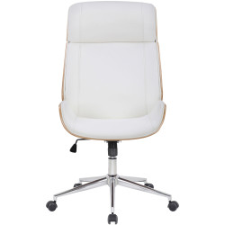 Chaise de bureau Varel en cuir artificiel naturel/blanc