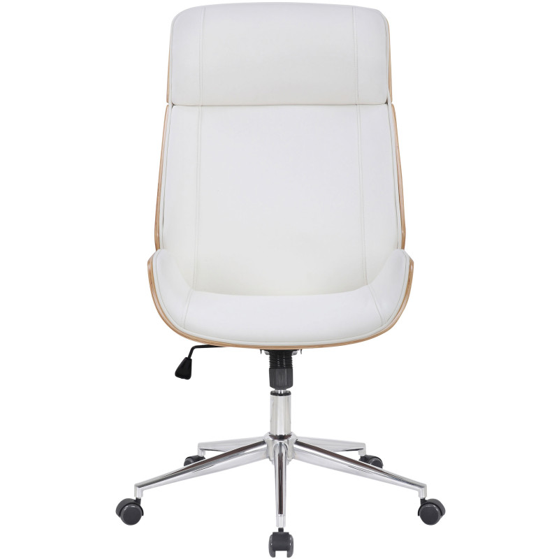 Chaise de bureau Varel en cuir artificiel naturel/blanc
