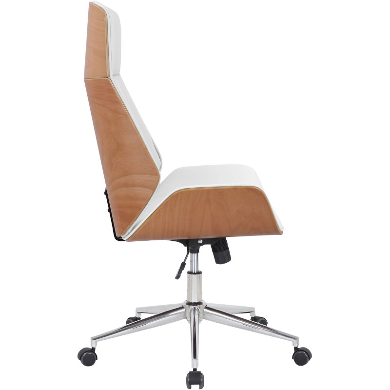 Chaise de bureau Varel en cuir artificiel naturel/blanc